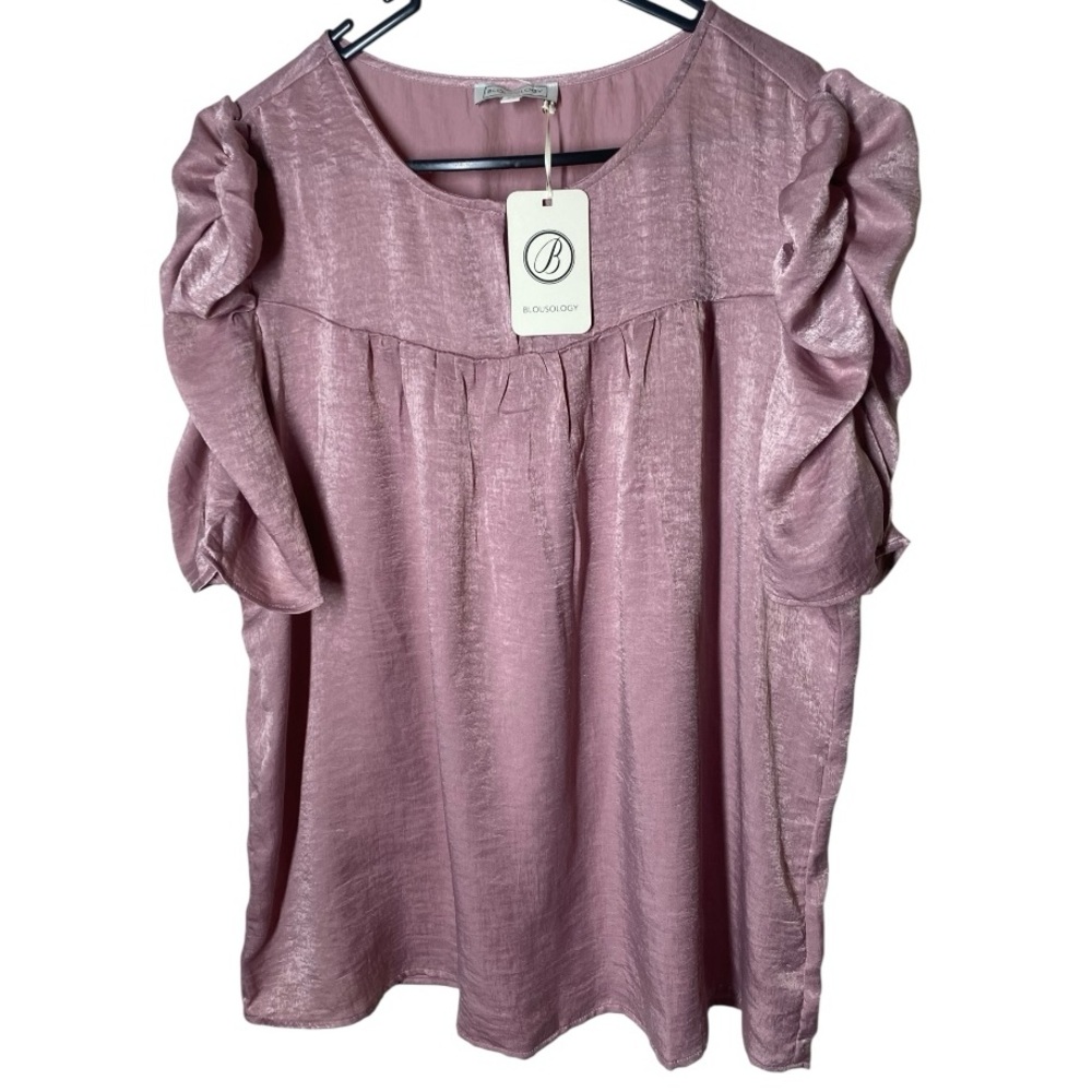 {NWT} Blousology Plus Size Ruffled Top Mauve 2X